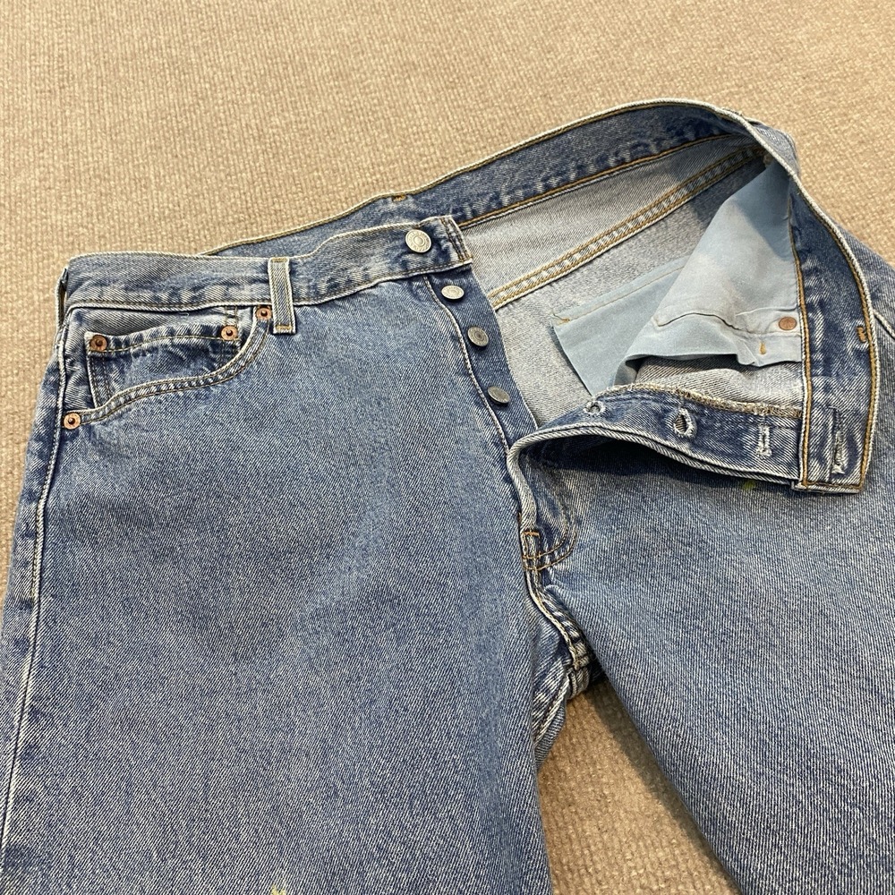 vtg Levis 501 Jeans Mens 36 Fits 35x34 Y2K Button Fly Faded Distressed Denim 90s